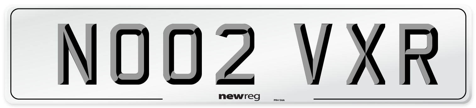 NO02 VXR Number Plate from New Reg
